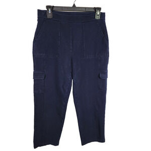 Susan Graver Weekend Womens Premium Stretch Crop Cargo Pants Small Blue A351024